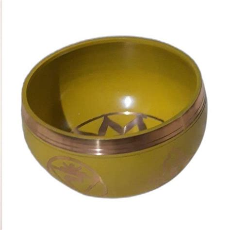 Round Head Shape Printed Yellow Brass Singing Bowl For Relaxation