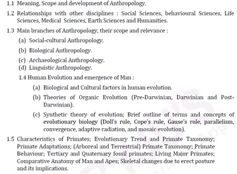 Ias Anthropology Syllabus For Upsc Anthropology Optional Syllabus