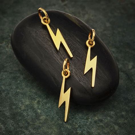 Bronze Tiny Lightning Bolt Charm 19x3mm Product Details Nina Designs