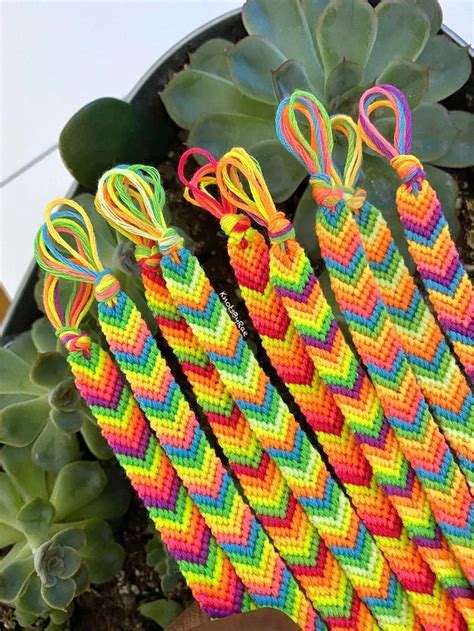 Custom Neon Chevron Friendship Bracelets Bright Fluorescent Personalized Colours Chevron