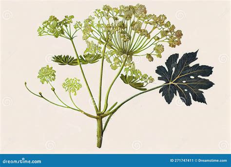 Angelica Botanical Illustration Archangelica Medicinal Plant Abstract