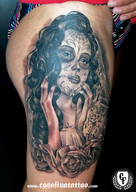 CosaFina Tattoo Carlos Art Studio Tatuaje Catrina Chicana Mejicana