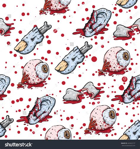 Horror Seamless Pattern Zombie Body Part Stock Vector 443422177