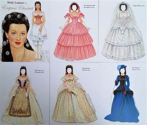 Four Paper Dolls With Different Dresses And Tiaras On Them All In