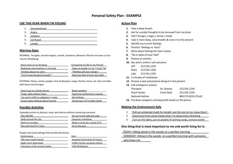 Safety Plan Worksheet