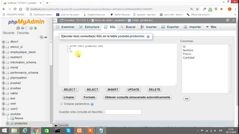 Mysql Xampp Sql A Adir Columna A Una Tabla Mediante Comandos Sql