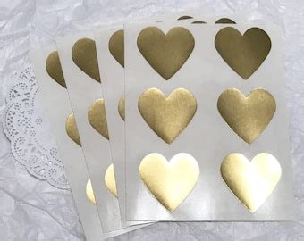 Gold Heart Stickers Etsy