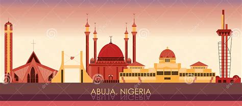 Sunset Skyline Panorama Of City Of Abuja Nigeria Stock Vector Illustration Of Parliament