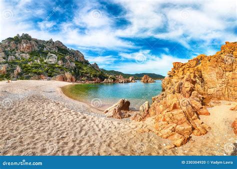 Fantastic View Of Li Cossi Beach On Costa Paradiso Resort Stock Photo