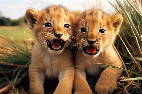 Hyperrealistic Depiction Of A Pair Of Lion Cubs At Play With Their