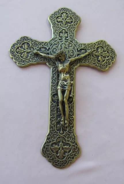 Ancien Crucifix En Bronze Art Nouveau Christ Croix Objet De D Votion