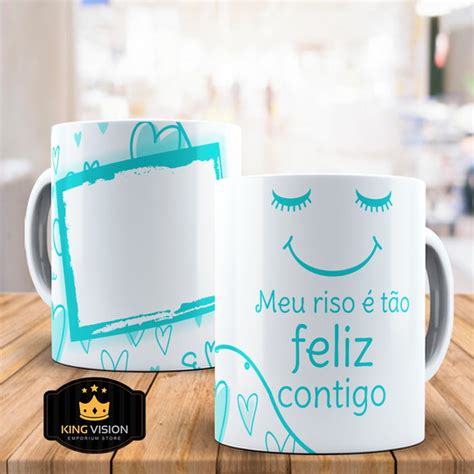 Caneca Personalizada de Porcelana Meu Riso é Tão Feliz 325ml