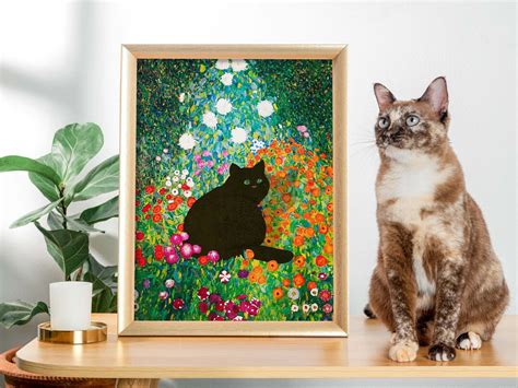 Gustav Klimt Cat Printable Klimt Garden Cat Funny Cat Mom - Etsy