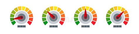 Risk Gauge Scale Speedometer Icons Set Of Measuring Scales Stock