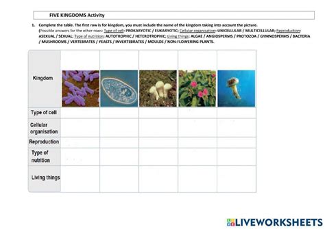 Kingdoms Worksheet Live Worksheets Worksheets Library