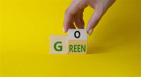 Go Green Symbol Businessman Hand Turnes Cubes With Words Go Green