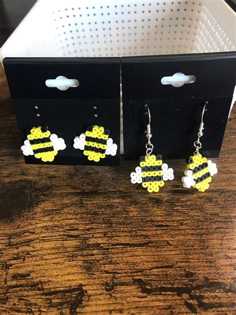 Bumble Bee Perler Bead Earrings Etsy