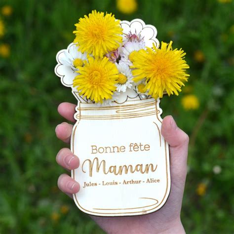 Carte Bouquet De Fleurs En Bois Fête Des Mères La Boîte à Cookies