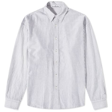 Acne Studios Setiro Embroidered Stripe Shirt Grey And White End