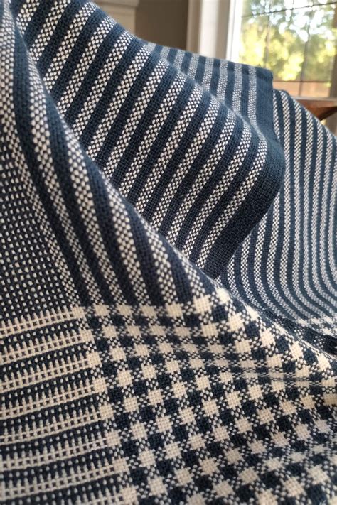 Handwoven Striped Tea Towels In Denim And White Timeless Etsy