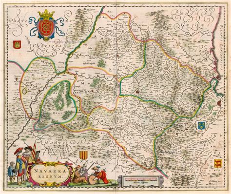 Old Antique Map Of Navarra By Blaeu J Sanderus Antique Maps