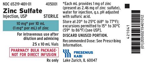 Zinc Sulfate Injection Package Insert