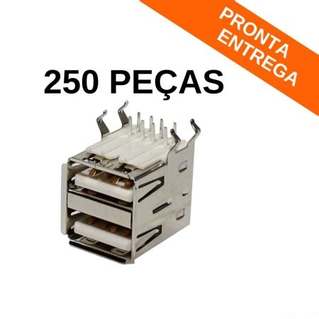 Kit 25 peças Conector USB Duplo Tipo A A2 Fêmea DIP PCI 90 Graus