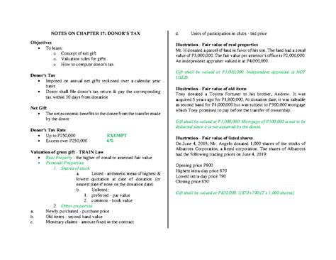 Chapter 17 Donor S Tax NOTES ON CHAPTER 17 DONORS TAX Objectives