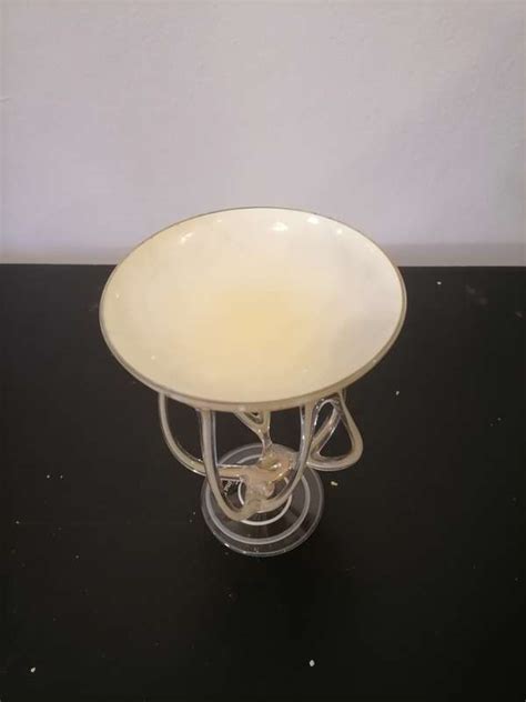 Studio Glass Krosno Jozefina Poland Candle Holder Hand Blown Cream