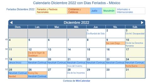 Calendario Diciembre 2022 Para Imprimir México