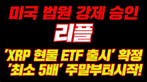 미국 법원 강제 승인 리플 Xrp 현물 Etf 출시 확정 최소 5배 주말부터시작 리플 리플전망 리플코인 리플코인