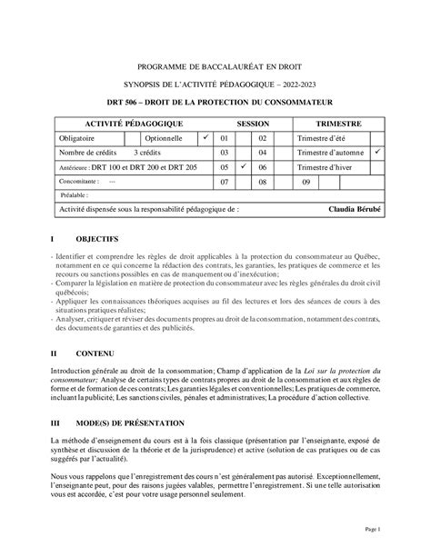 Synonpsis Lpc Synopsis Programme De Baccalaur At En Droit Synopsis