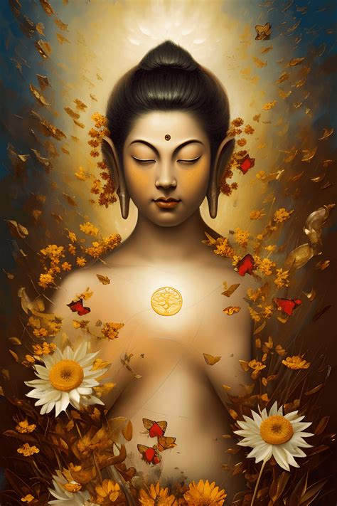 Pintura Al Leo De Buda Y Flores De Loto De Tom Creative Fabrica