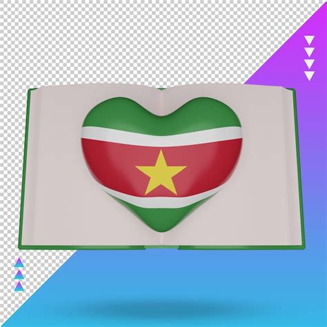 3d dia mundial do livro bandeira do suriname renderização vista frontal