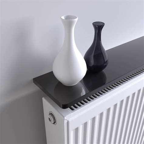 Gloss Black Radiator Shelf With Easyfit Brackets For Radiator Shelves