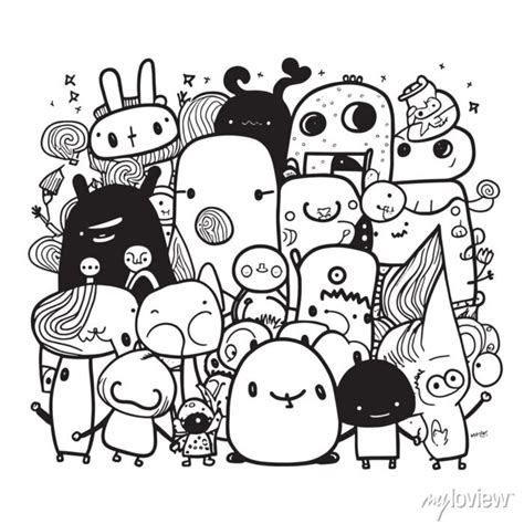 Cute Doodle Line Art Cute Doodle Line Art Is A Type Of Illustration