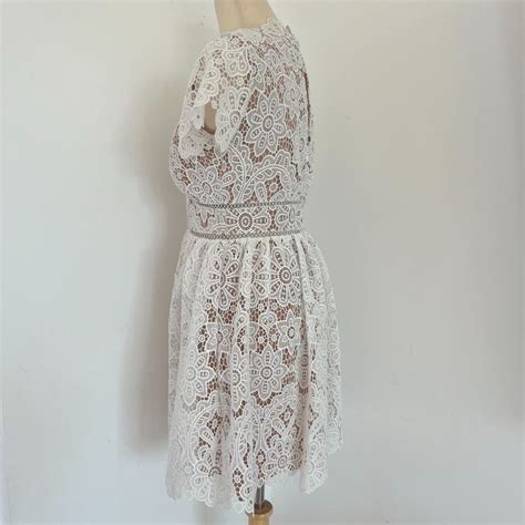 Self Portrait Floral Guipure Lace Mini Dress White Bopf Business Of