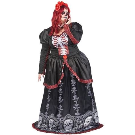 D Guisement Grande Taille Robe Longue Dia De Los Muertos Femme