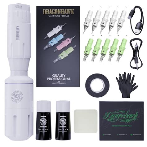 Dragonhawk Tattoo Maschine Set Komplett Wireless Rotary Tattoo Pen