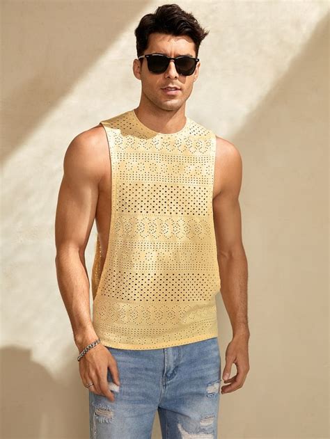 Men Solid Schiffy Tank Top Mens Outfits Mens Casual Dress Outfits Stylish Tank Tops