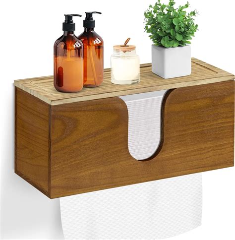 Amazon Pengke Retro Wood Paper Towel Dispenser Wall Mount And