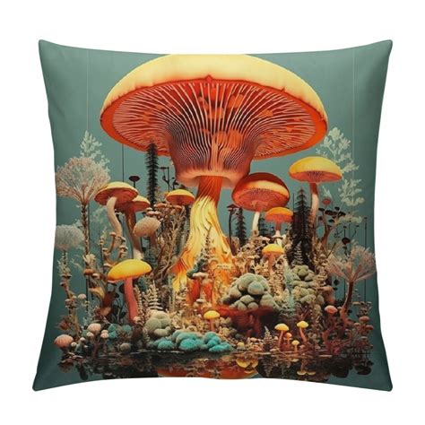 Jeuxus Mushroom Pillow Cover Wild Mushroom Pillow Cushion Cases 3d