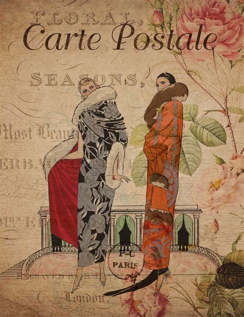 Vintage Floral Fashion Postcard Free Stock Photo Public Domain Pictures