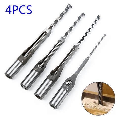 4pcsset Woodworking Square Hole Drill Bits Wood Mortise Mortising