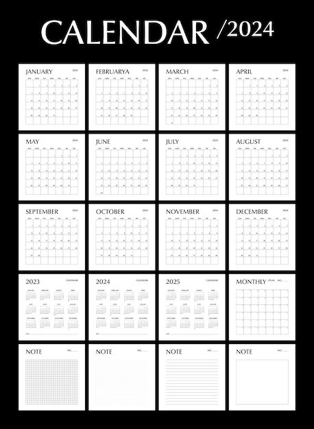 Calendário de planejamento de 2025 diário semanário mensal