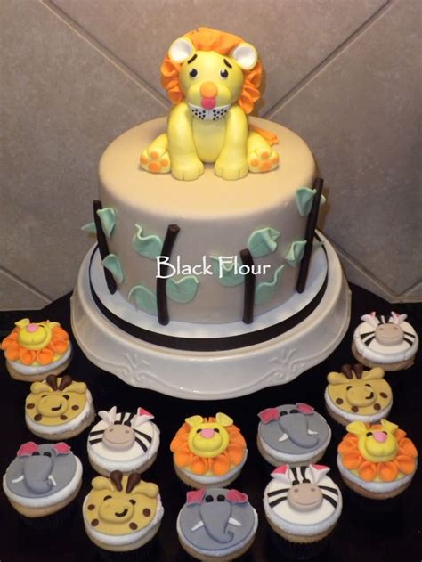 Safari Theme Baby Shower cake and cupcakes -- Black Flour | Baby shower ...