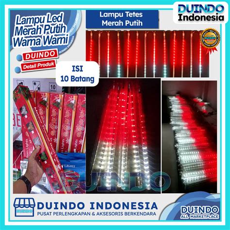 Jual Duindo Lampu Meteor Asli Led 10 Batang Merah Putih 50cm Rgb