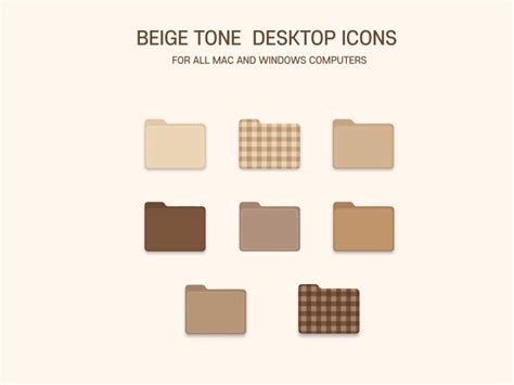 Beige Tone Desktop Folder Icons, Mac Desktop Icons, MacBook Organizer ...