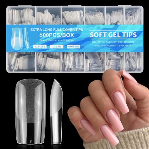 Carmu Extra Short Coffin Nail Tips Soft Gel Nail Tips 240pcs Acrylic Fake Nail Tips