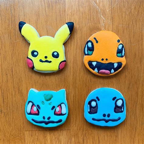 Second Attempt At Royal Icing Pokémon Starter Cookies Rbaking